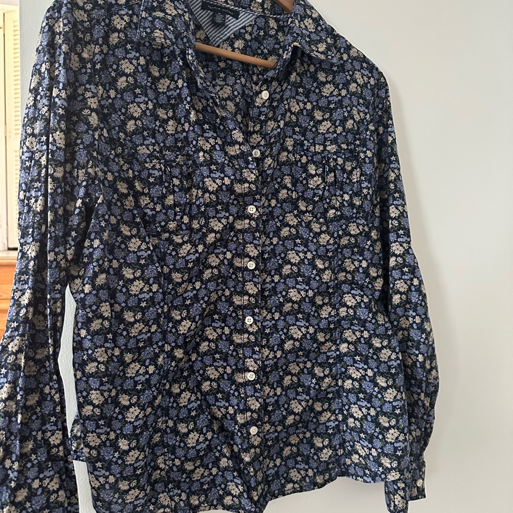 Tommy Hilfiger Blue and Yellow Button Down Shirt